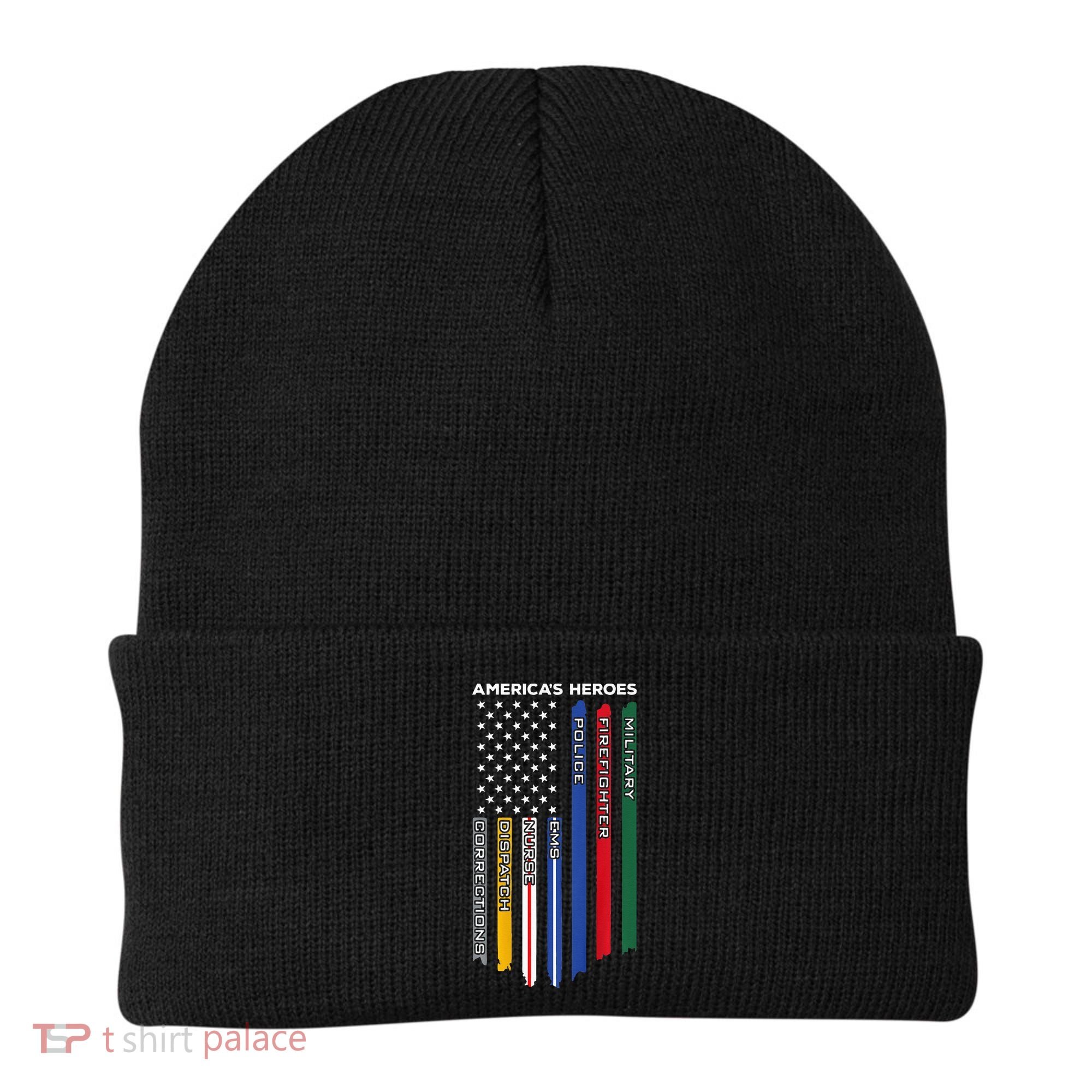 First Responders Police Military Firefighter Nurse BACK Beanie