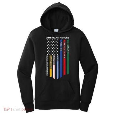 First Responders Police Military Firefighter Nurse BACK Women's Hoodie