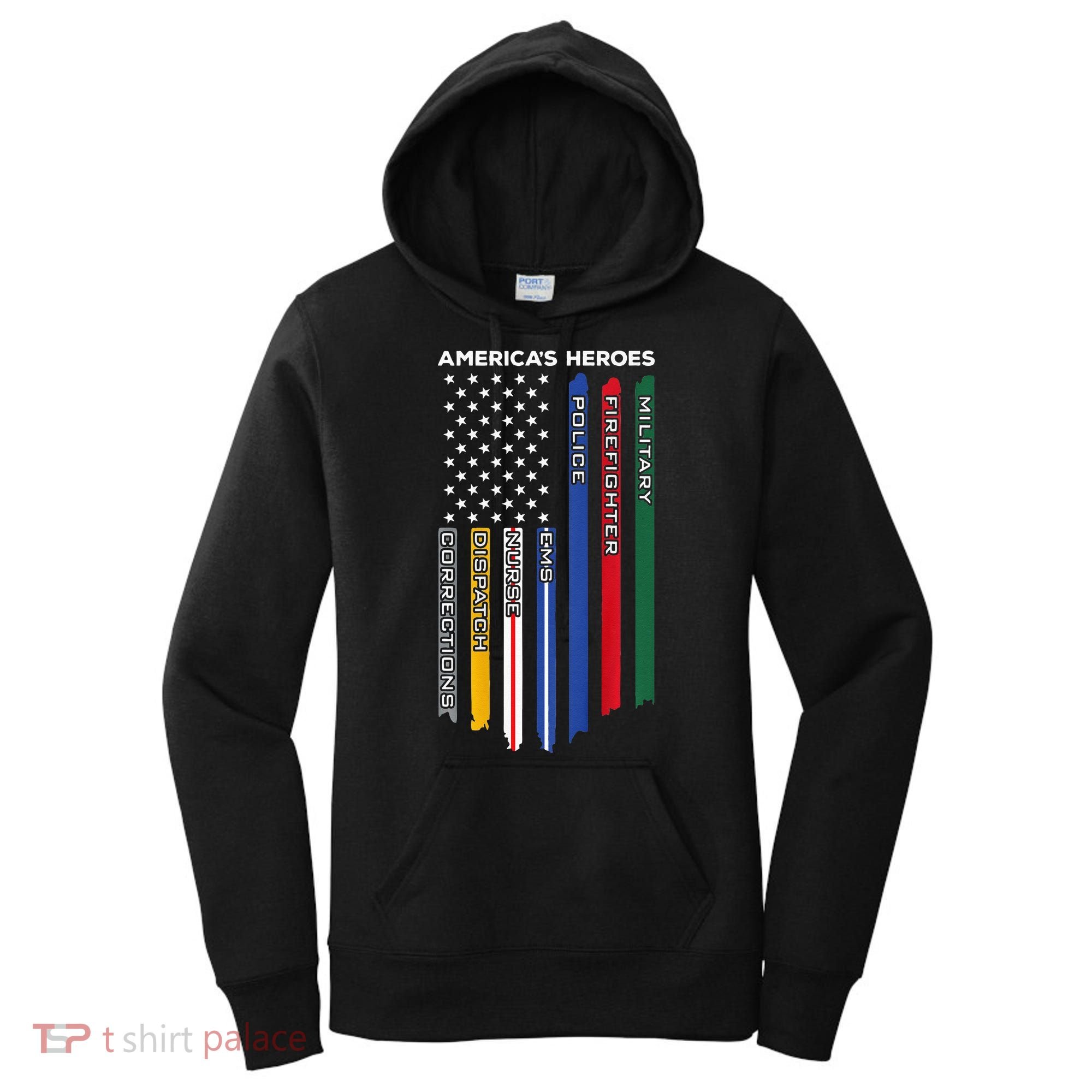 First Responders Police Military Firefighter Nurse BACK Women's Hoodie