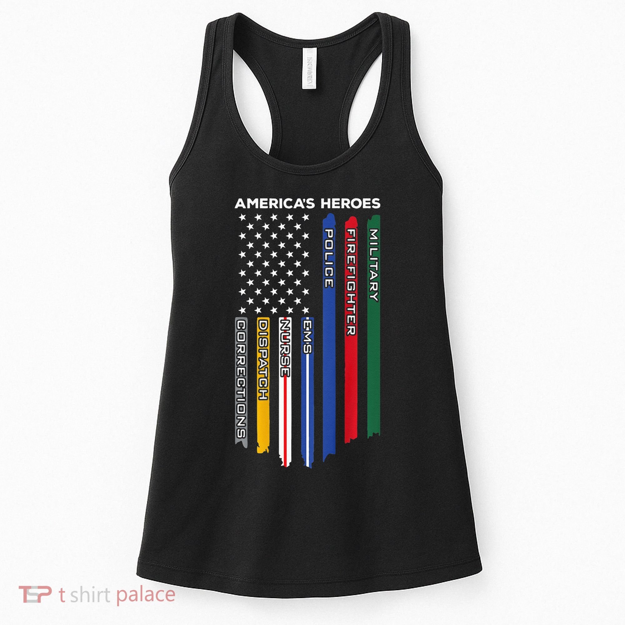 First Responders Police Military Firefighter Nurse BACK Women's Tank Top
