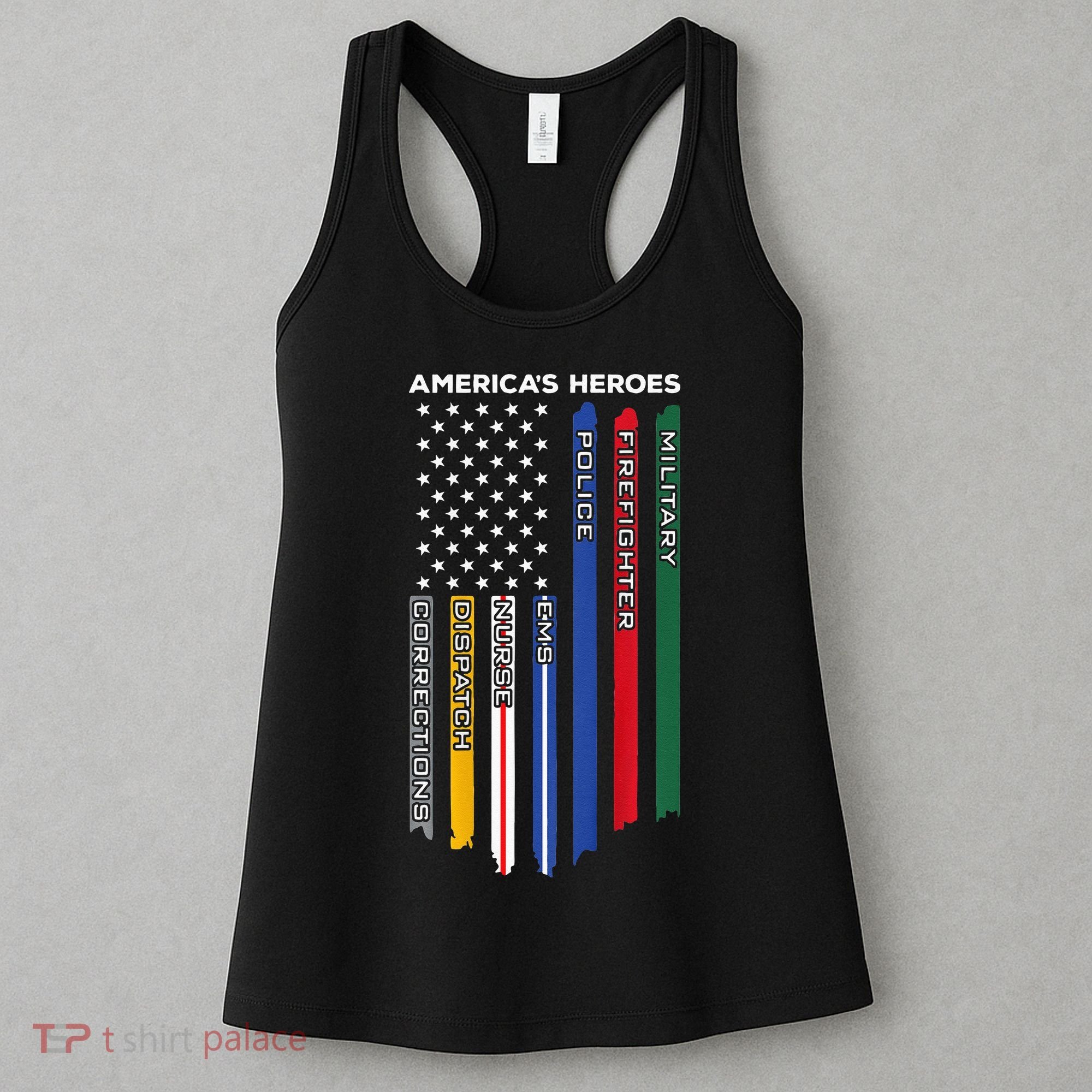 First Responders Police Military Firefighter Nurse BACK Women's Tank Top