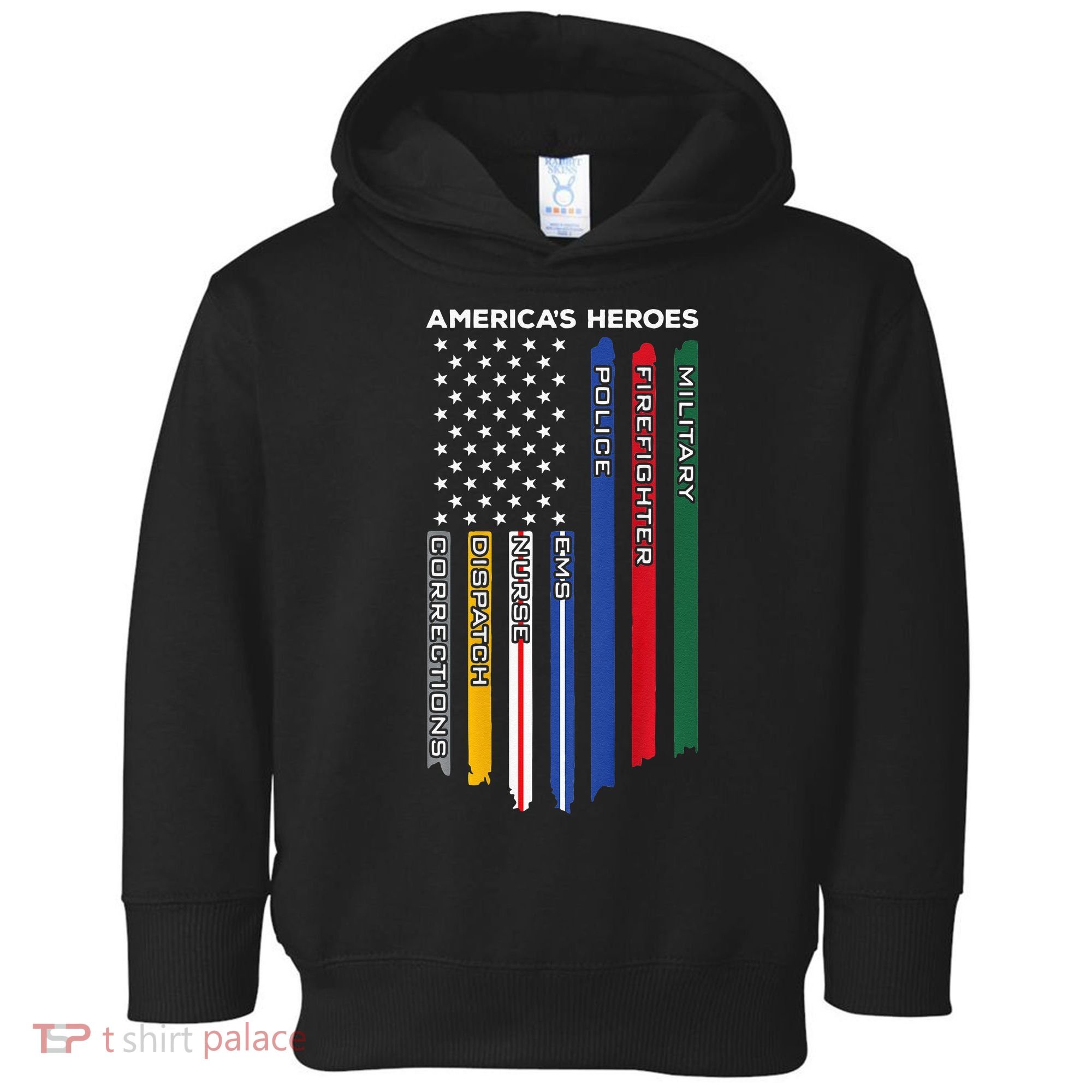First Responders Police Military Firefighter Nurse BACK Toddler Hoodie