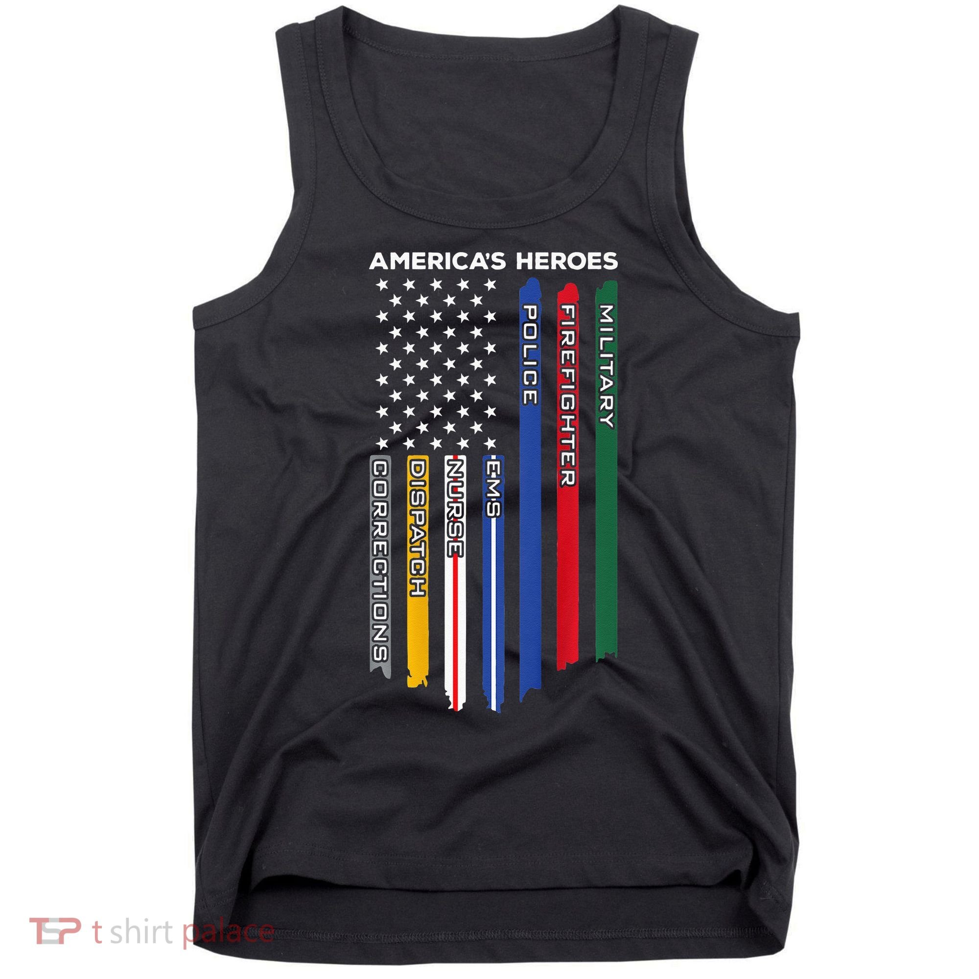 First Responders Police Military Firefighter Nurse BACK Tank Top
