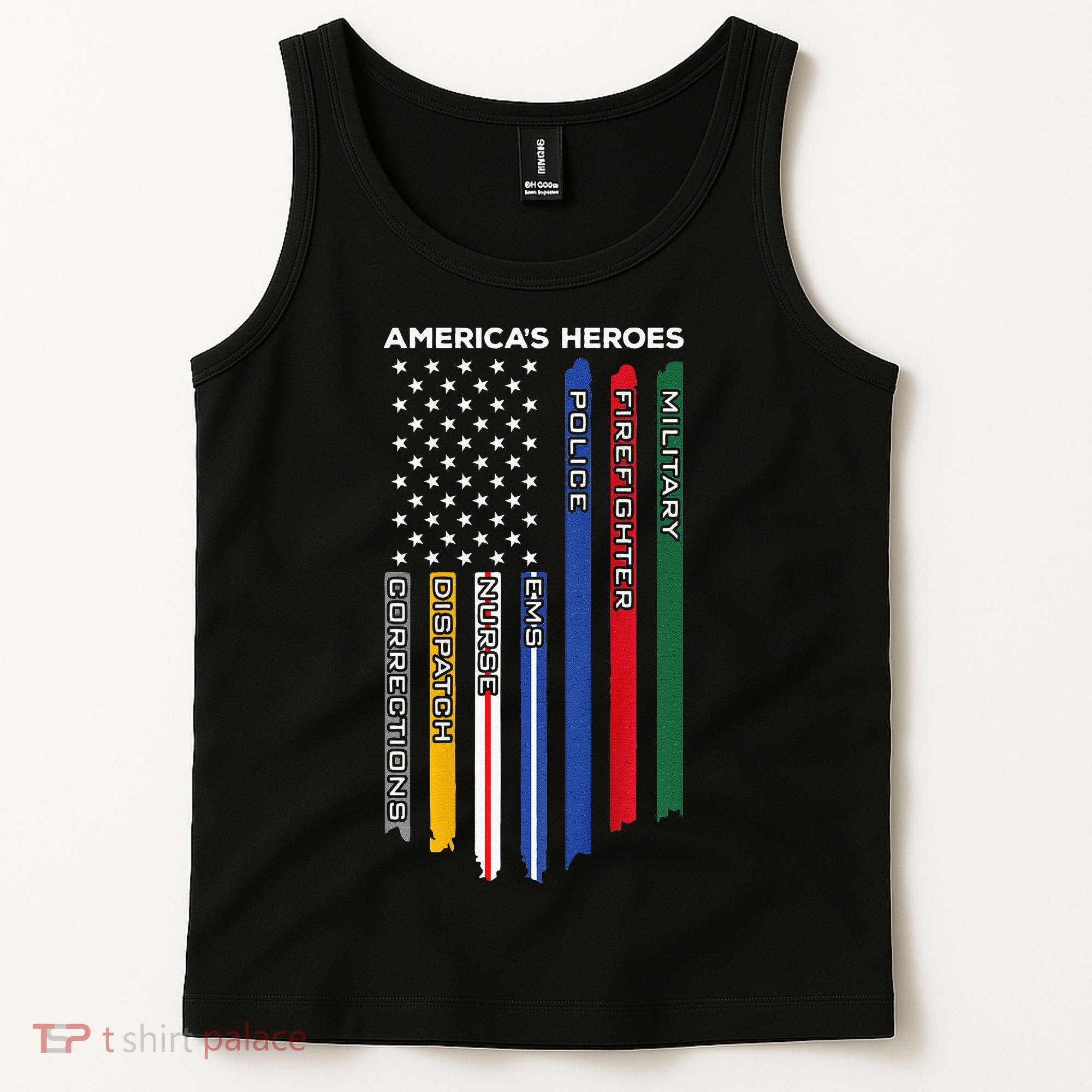 First Responders Police Military Firefighter Nurse BACK Tank Top