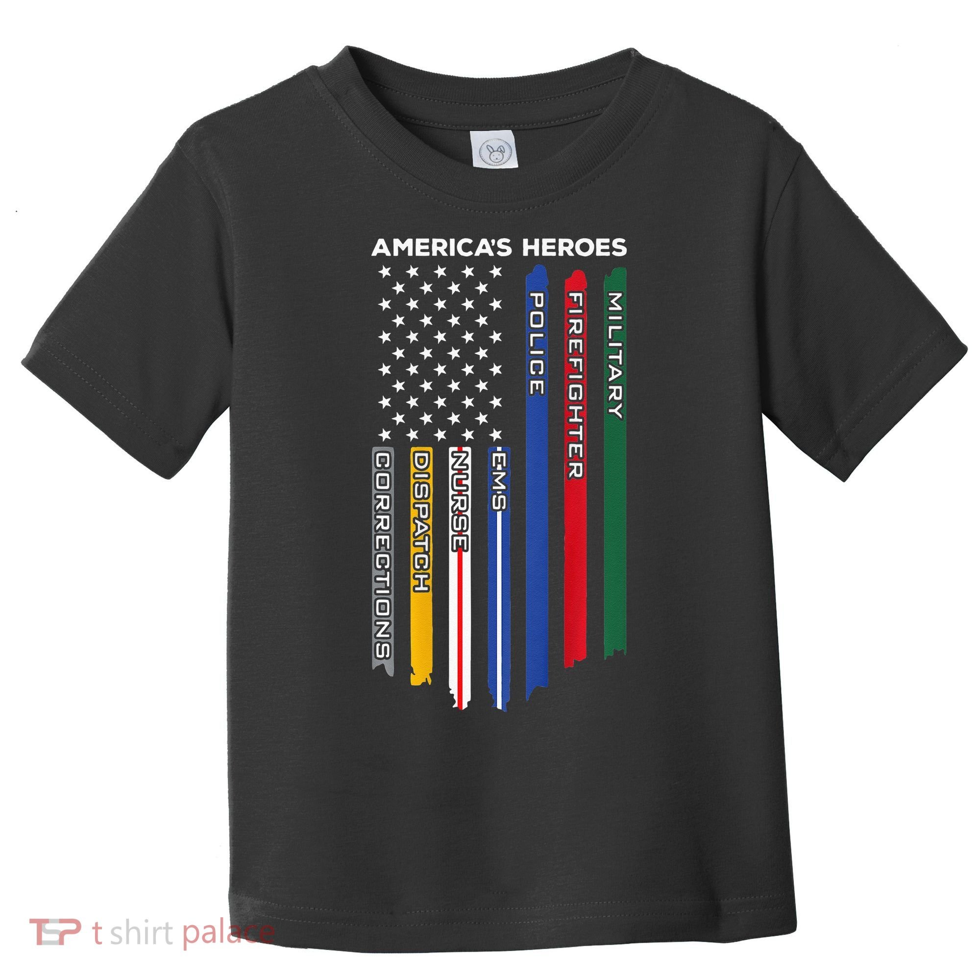 First Responders Police Military Firefighter Nurse BACK Toddler T-Shirt