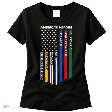 First Responders Police Military Firefighter Nurse BACK Women's T-Shirt