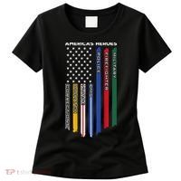 First Responders Police Military Firefighter Nurse BACK Women's T-Shirt thumb 0