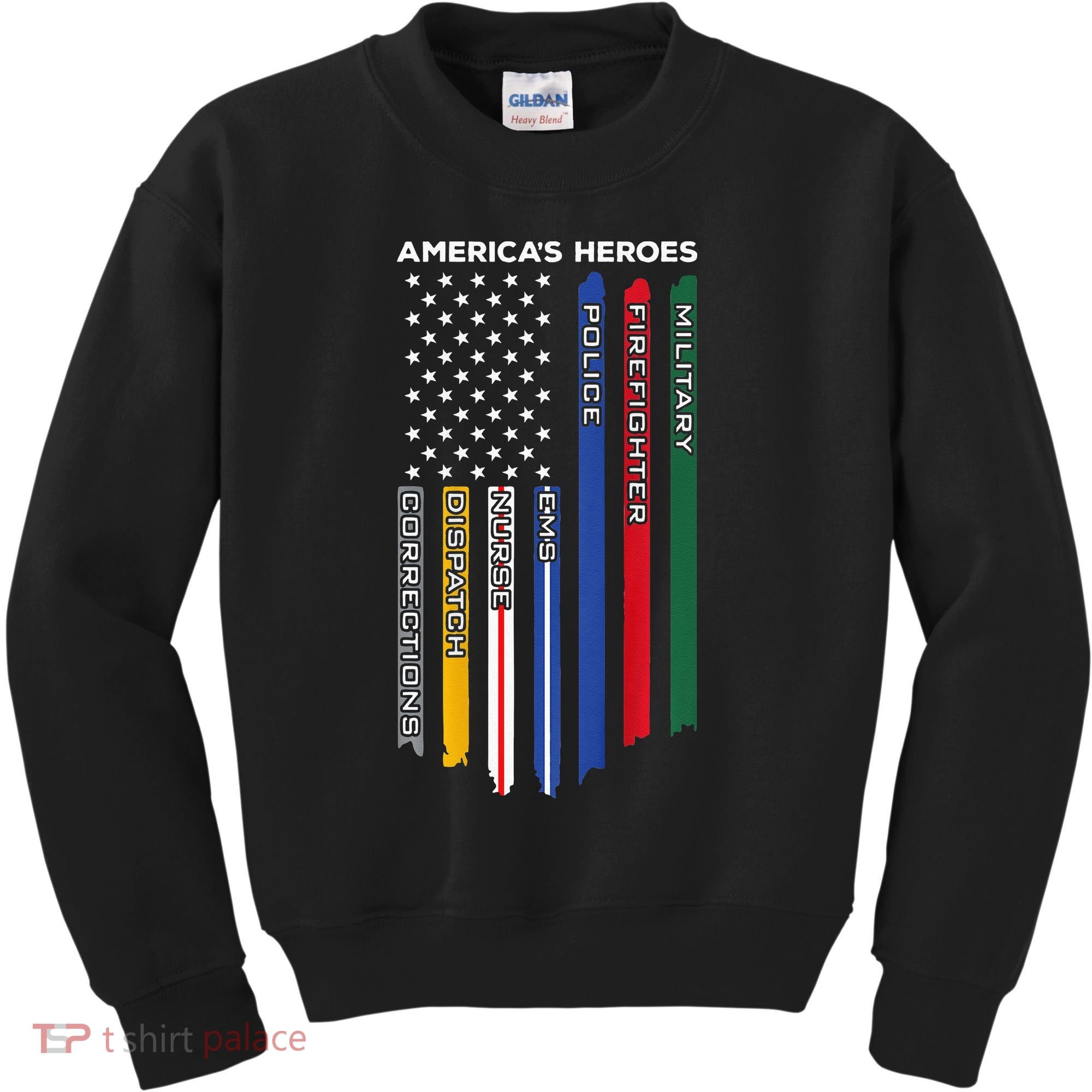 First Responders Police Military Firefighter Nurse BACK Kids Sweatshirt