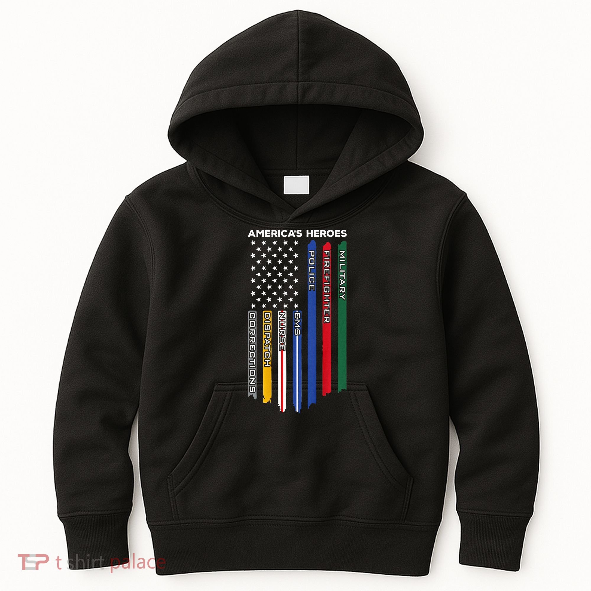 First Responders Police Military Firefighter Nurse BACK Kids Hoodie