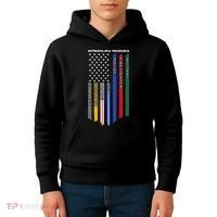 First Responders Police Military Firefighter Nurse BACK Kids Hoodie thumb 4