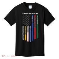 First Responders Police Military Firefighter Nurse BACK Kids T-Shirt thumb 0