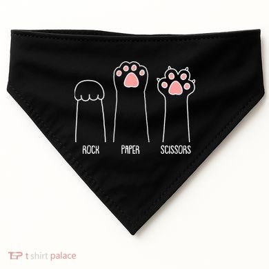 Funny Rock Paper Scissors Cat Paws USA-Made Doggie Bandana