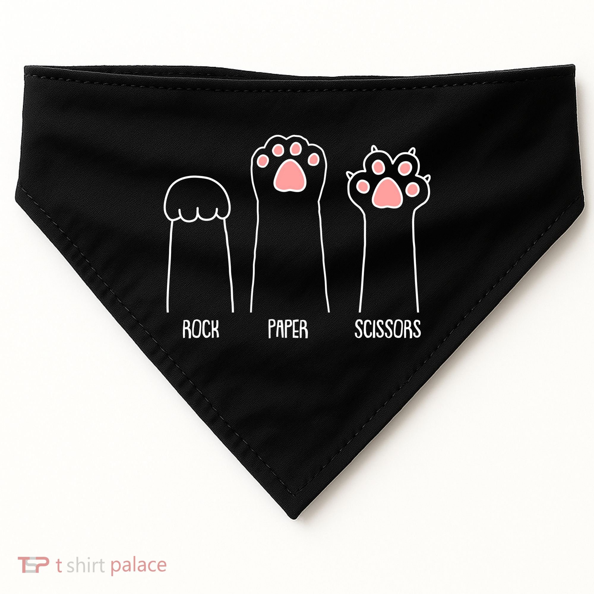 Funny Rock Paper Scissors Cat Paws USA-Made Doggie Bandana