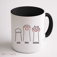 Funny Rock Paper Scissors Cat Paws Coffee Mug thumb 1