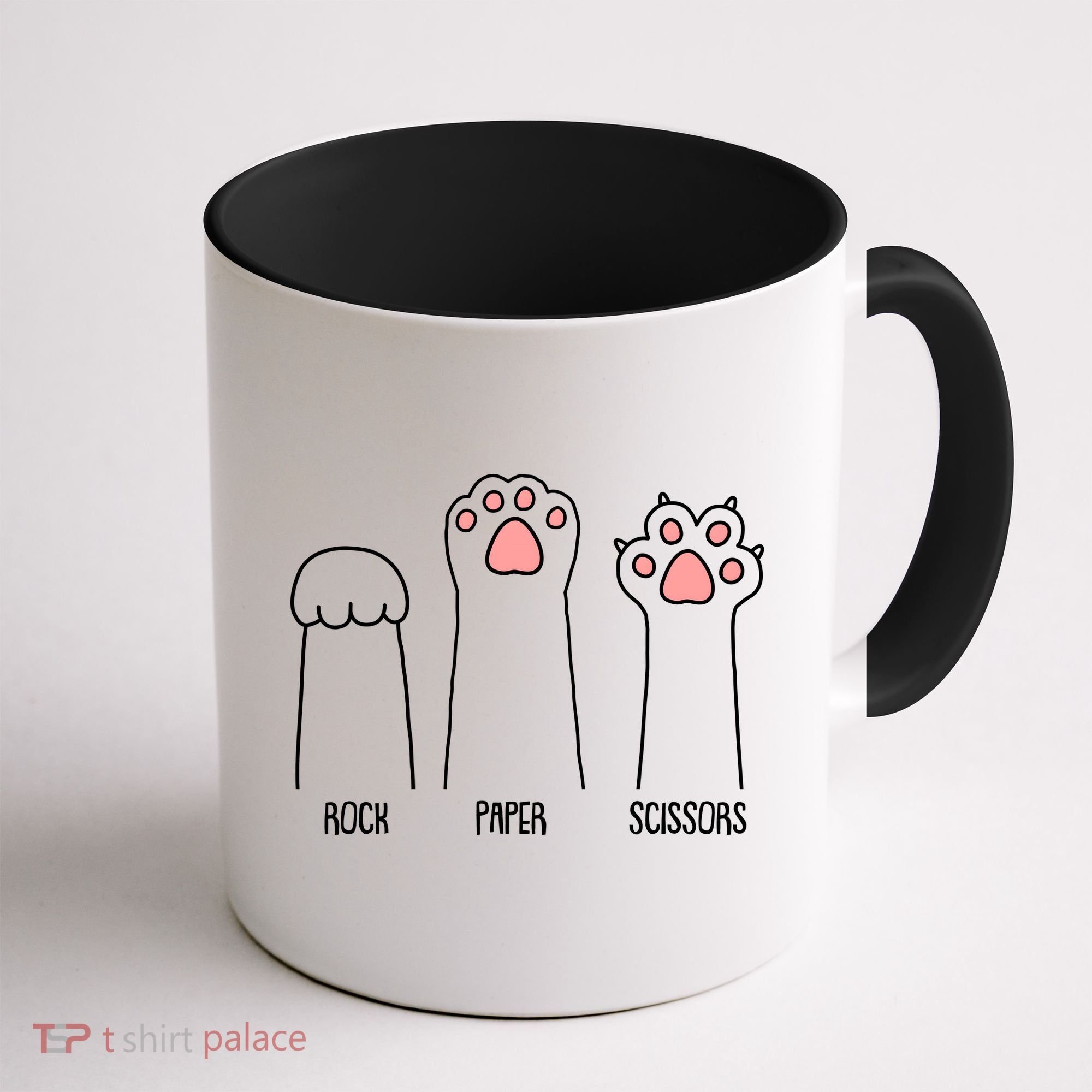 Funny Rock Paper Scissors Cat Paws Coffee Mug