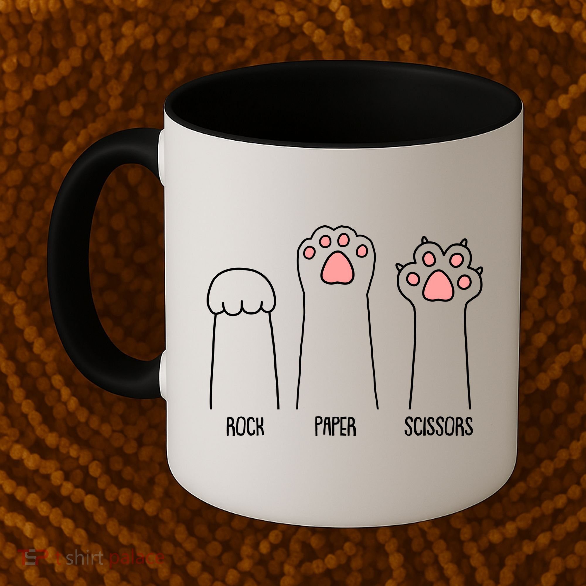 Funny Rock Paper Scissors Cat Paws Coffee Mug