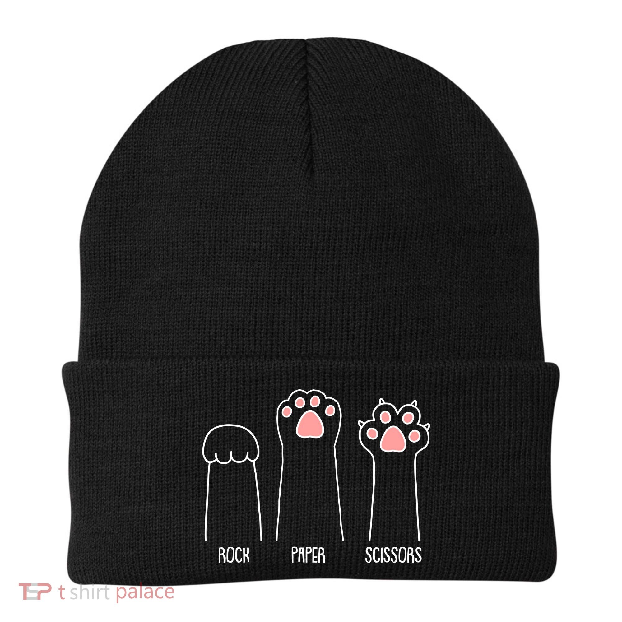 Funny Rock Paper Scissors Cat Paws Beanie