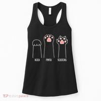 Funny Rock Paper Scissors Cat Paws Women's Tank Top thumb 0