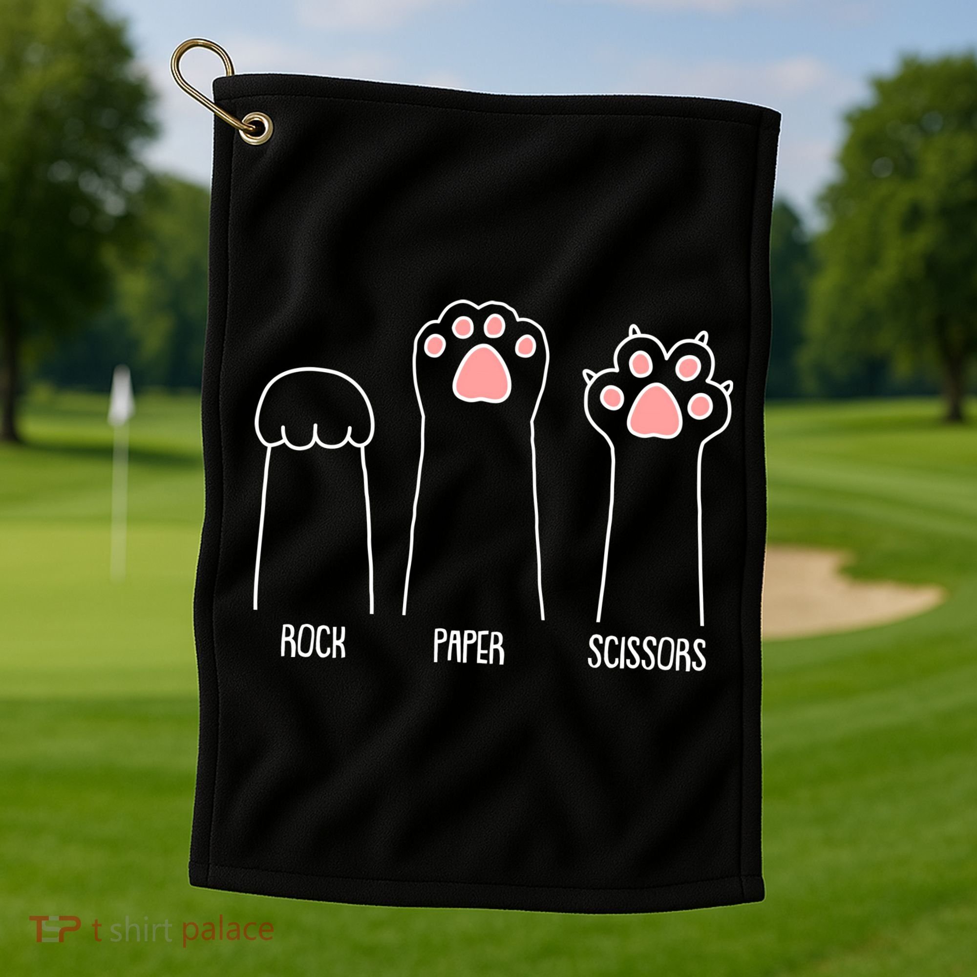 Funny Rock Paper Scissors Cat Paws Golf Towel