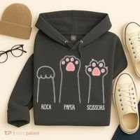 Funny Rock Paper Scissors Cat Paws Hoodie thumb 4