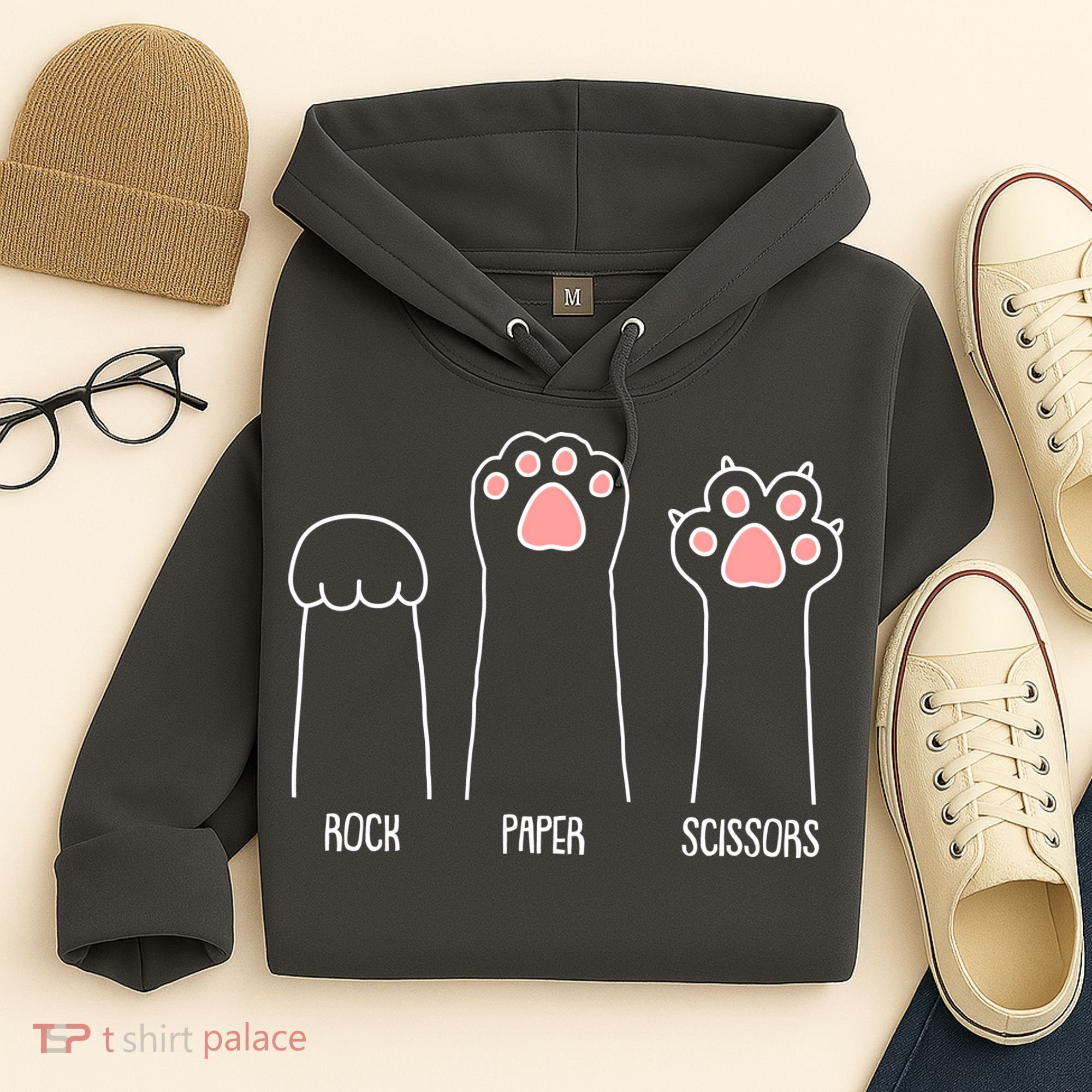 Funny Rock Paper Scissors Cat Paws Hoodie