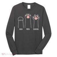 Funny Rock Paper Scissors Cat Paws Long Sleeve Shirt thumb 0