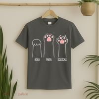 Funny Rock Paper Scissors Cat Paws T-Shirt thumb 2