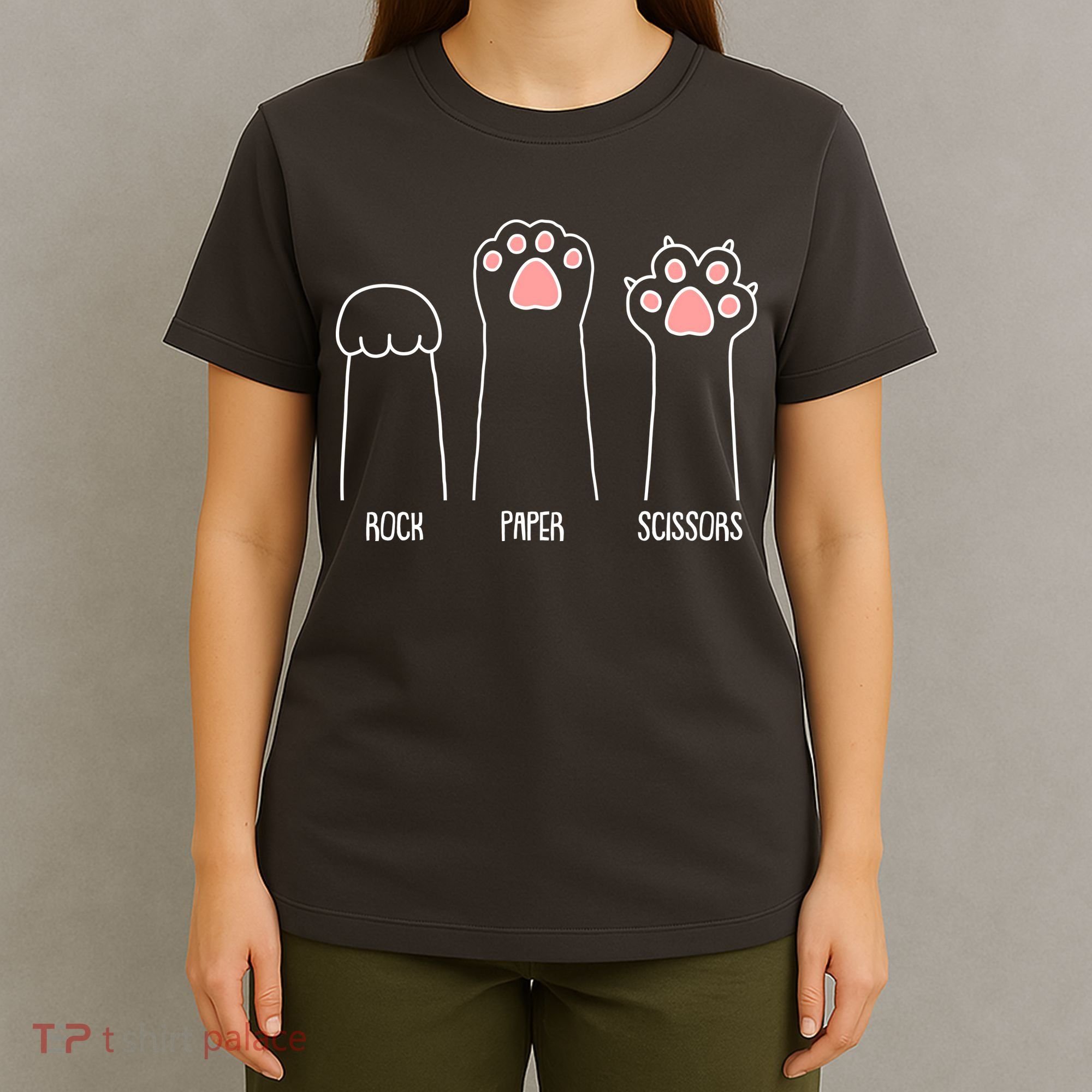 Funny Rock Paper Scissors Cat Paws T-Shirt