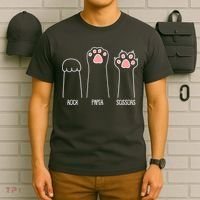 Funny Rock Paper Scissors Cat Paws T-Shirt thumb 6