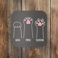 Funny Rock Paper Scissors Cat Paws Coaster thumb 0