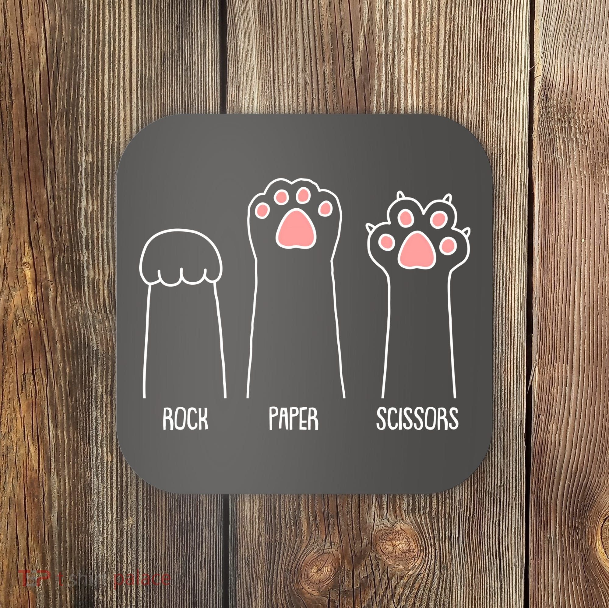Funny Rock Paper Scissors Cat Paws Coaster
