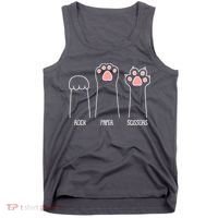Funny Rock Paper Scissors Cat Paws Tank Top thumb 0