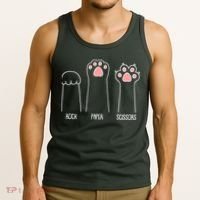 Funny Rock Paper Scissors Cat Paws Tank Top thumb 3