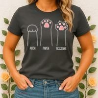Funny Rock Paper Scissors Cat Paws Women's T-Shirt thumb 2