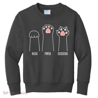 Funny Rock Paper Scissors Cat Paws Kids Sweatshirt