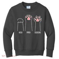 Funny Rock Paper Scissors Cat Paws Kids Sweatshirt thumb 0