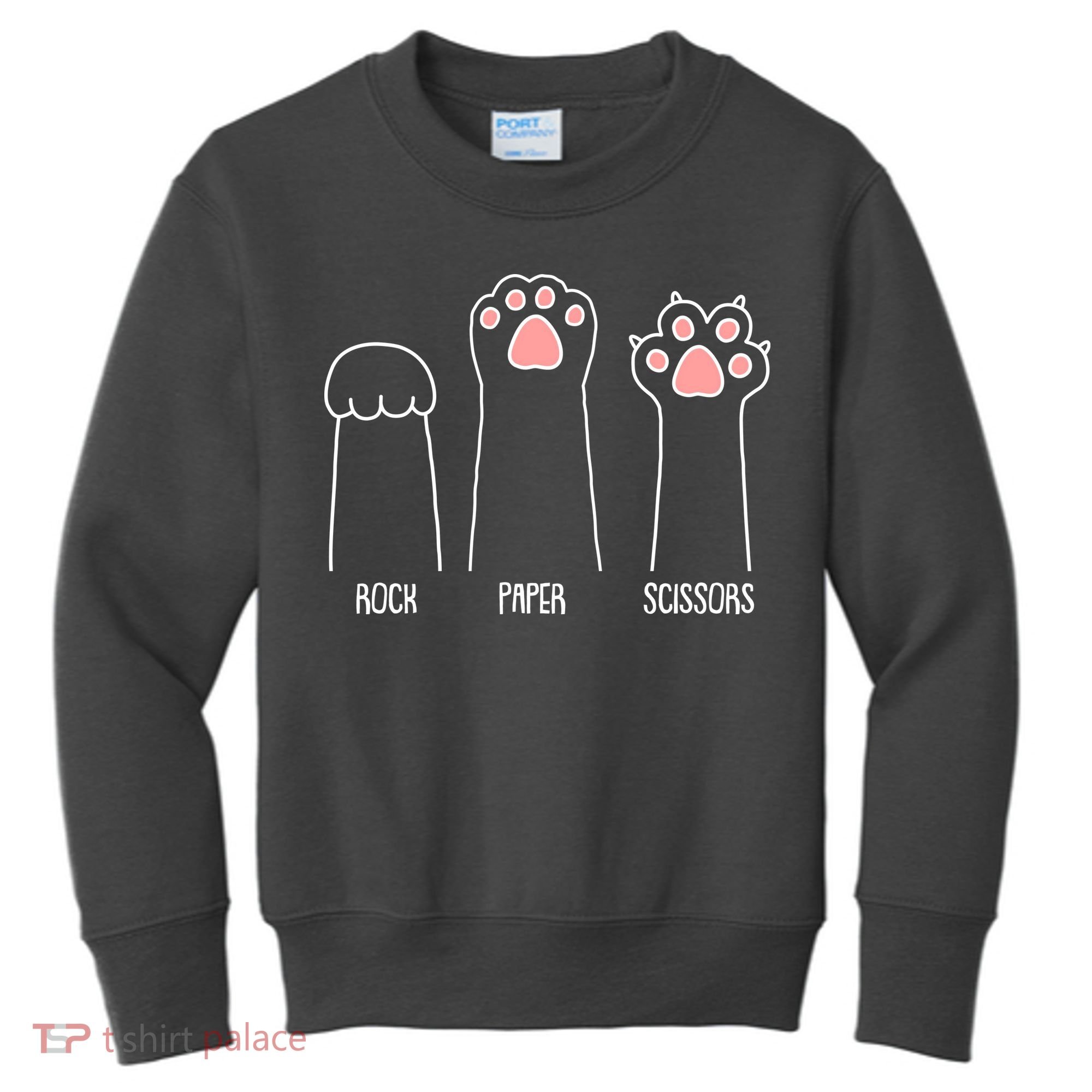Funny Rock Paper Scissors Cat Paws Kids Sweatshirt