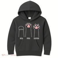 Funny Rock Paper Scissors Cat Paws Kids Hoodie thumb 0