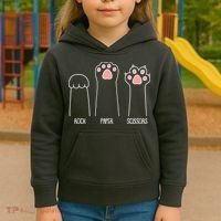 Funny Rock Paper Scissors Cat Paws Kids Hoodie thumb 3