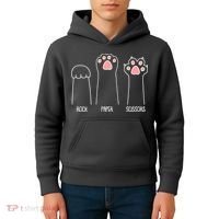 Funny Rock Paper Scissors Cat Paws Kids Hoodie thumb 4