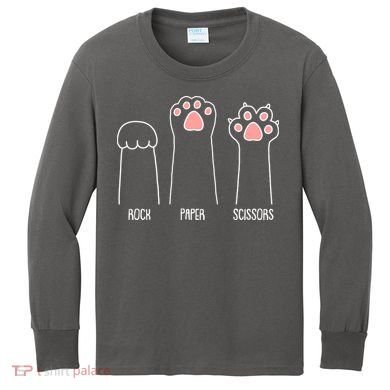 Funny Rock Paper Scissors Cat Paws Kids Long Sleeve Shirt