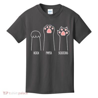 Funny Rock Paper Scissors Cat Paws Kids T-Shirt