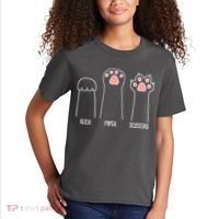 Funny Rock Paper Scissors Cat Paws Kids T-Shirt thumb 2