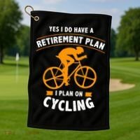 Funny Retirement Plan Cycling Bike Lover Gift Golf Towel thumb 1