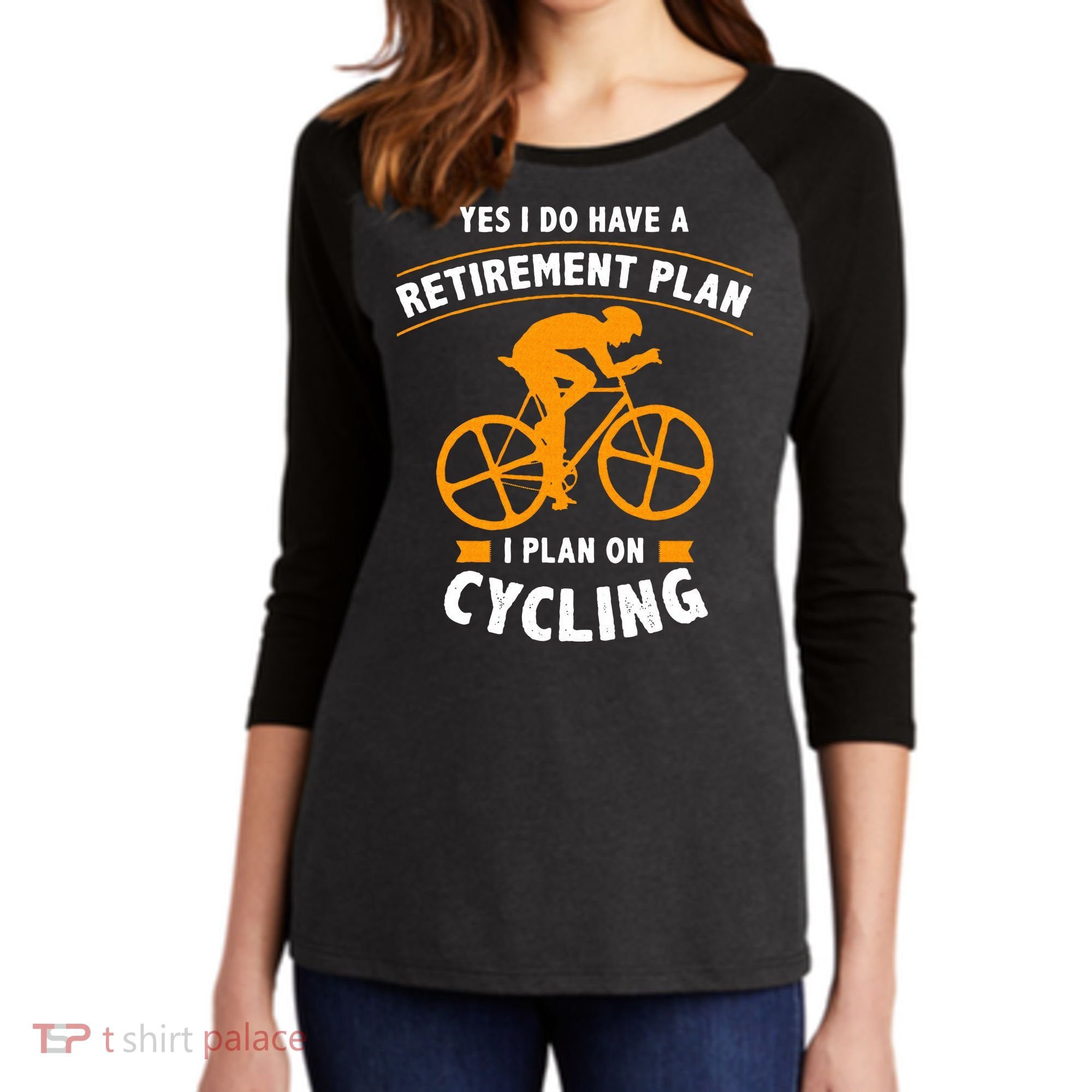 Funny Retirement Plan Cycling Bike Lover Gift Women's Tri-Blend 3/4-Sleeve Raglan Shirt