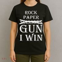 Funny Rock Paper Gun I Win T-Shirt thumb 4