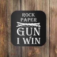 Funny Rock Paper Gun I Win Coaster thumb 0