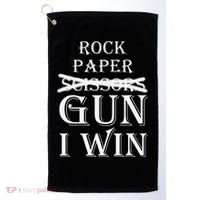 Funny Rock Paper Gun I Win Golf Towel thumb 0