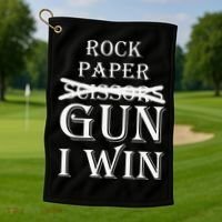 Funny Rock Paper Gun I Win Golf Towel thumb 1