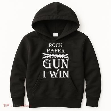 Funny Rock Paper Gun I Win Kids Hoodie